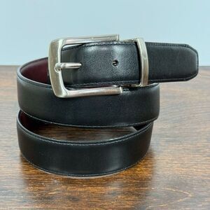 Men’s  Belt EFH black burgundy reversible belt silver size 38